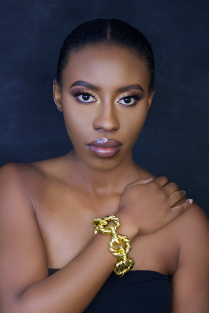 Elegant Gold Plated Interlocking Metal Statement Bracelets - Fatisha Boutique