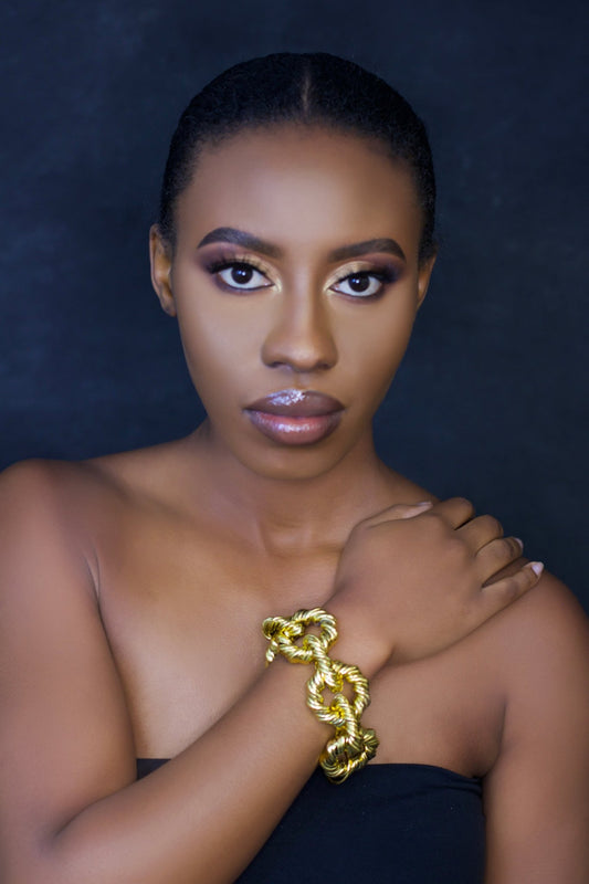 Elegant Gold Plated Interlocking Metal Statement Bracelets - Fatisha Boutique