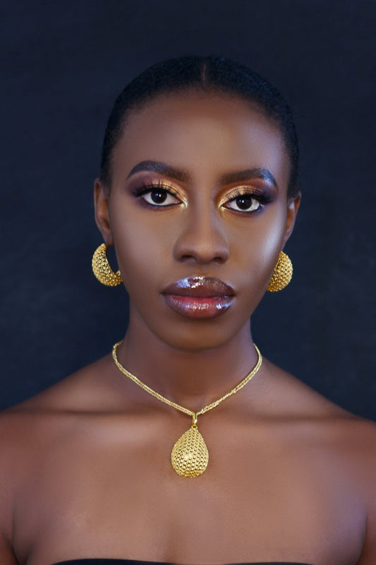 Elegant Gold Plated Metal Necklace Set - Fatisha Boutique