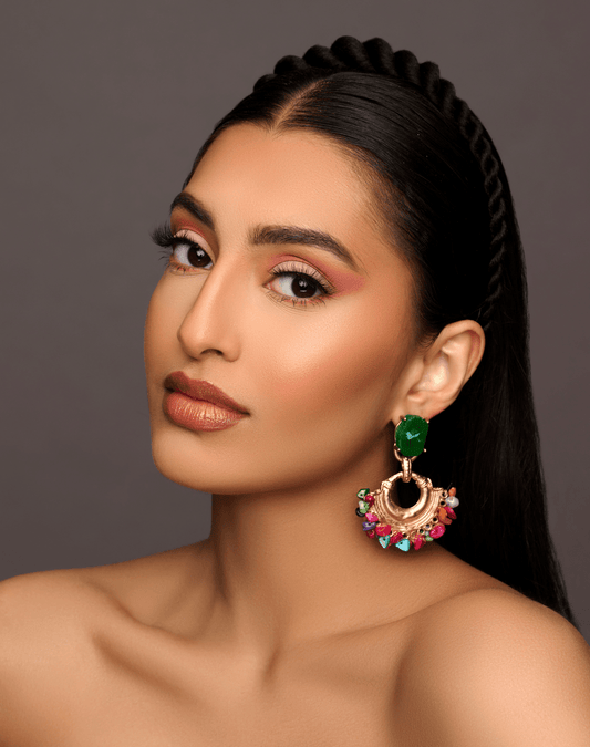 Elegant Green and Multicolored Boho Drop Earrings – Statement Dangle Earrings for Women - Fatisha Boutique