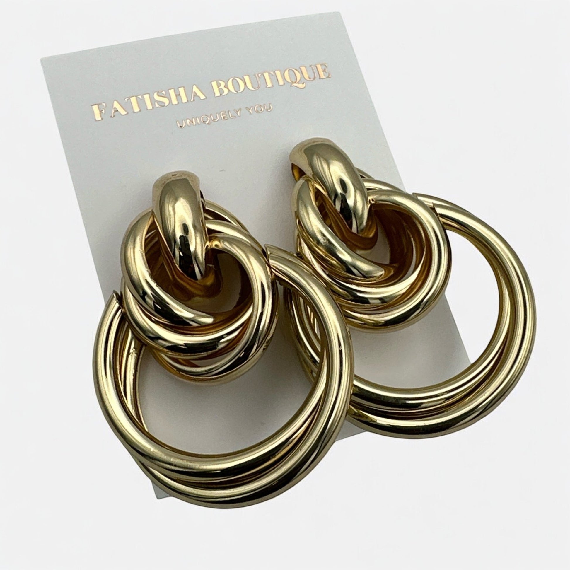 Elegant Linked Hoop Earrings – Bold Modern Statement in Gold or Silver - Fatisha Boutique