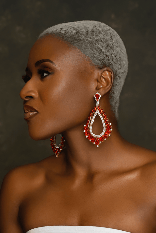 Elegant Long Glamorous Statement Diamante Rhinestone Dangle Earrings - Fatisha Boutique