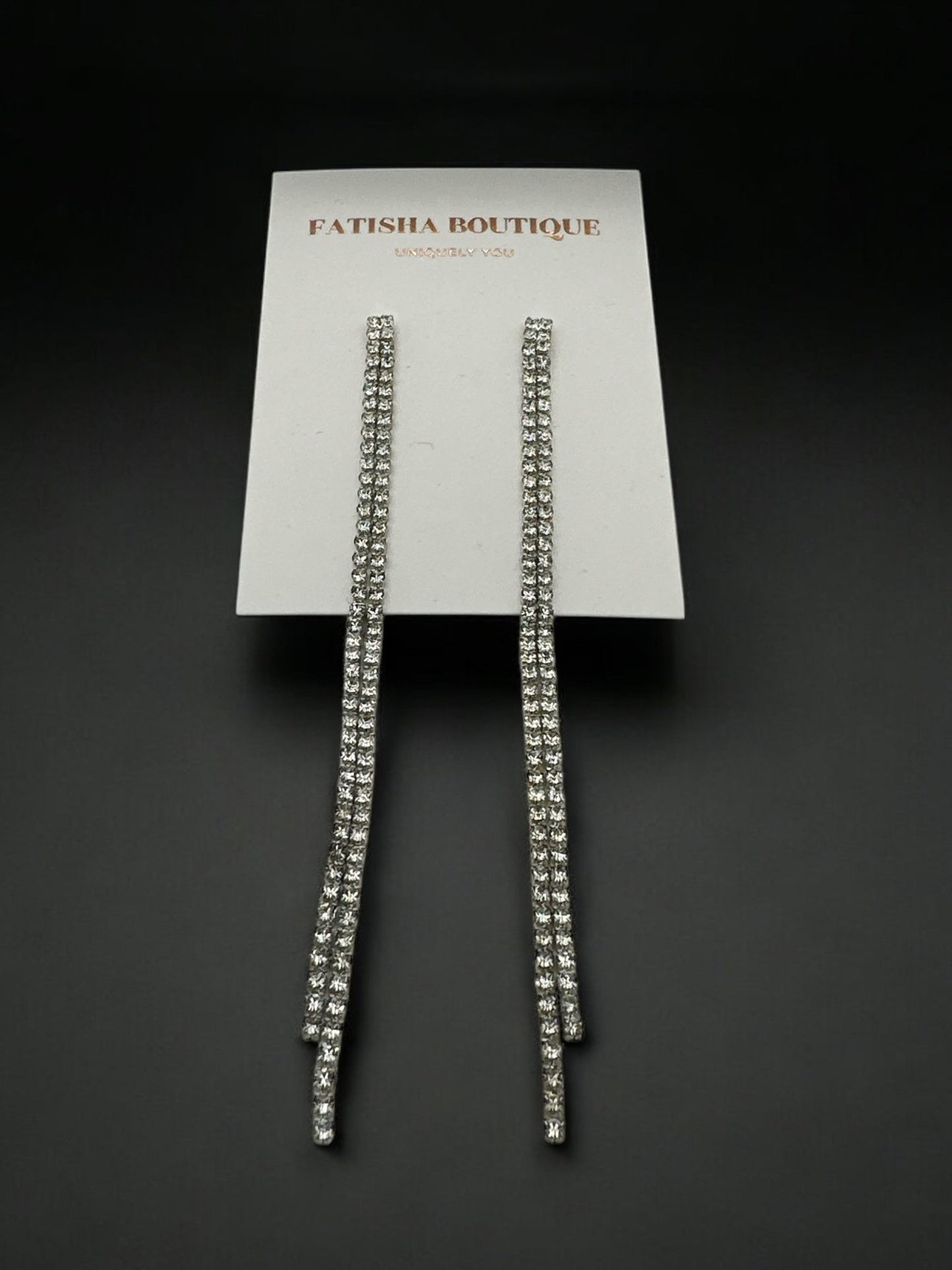 Elegant Long Rhinestone Earrings – Statement Jewellery for Any Occasion - Fatisha Boutique