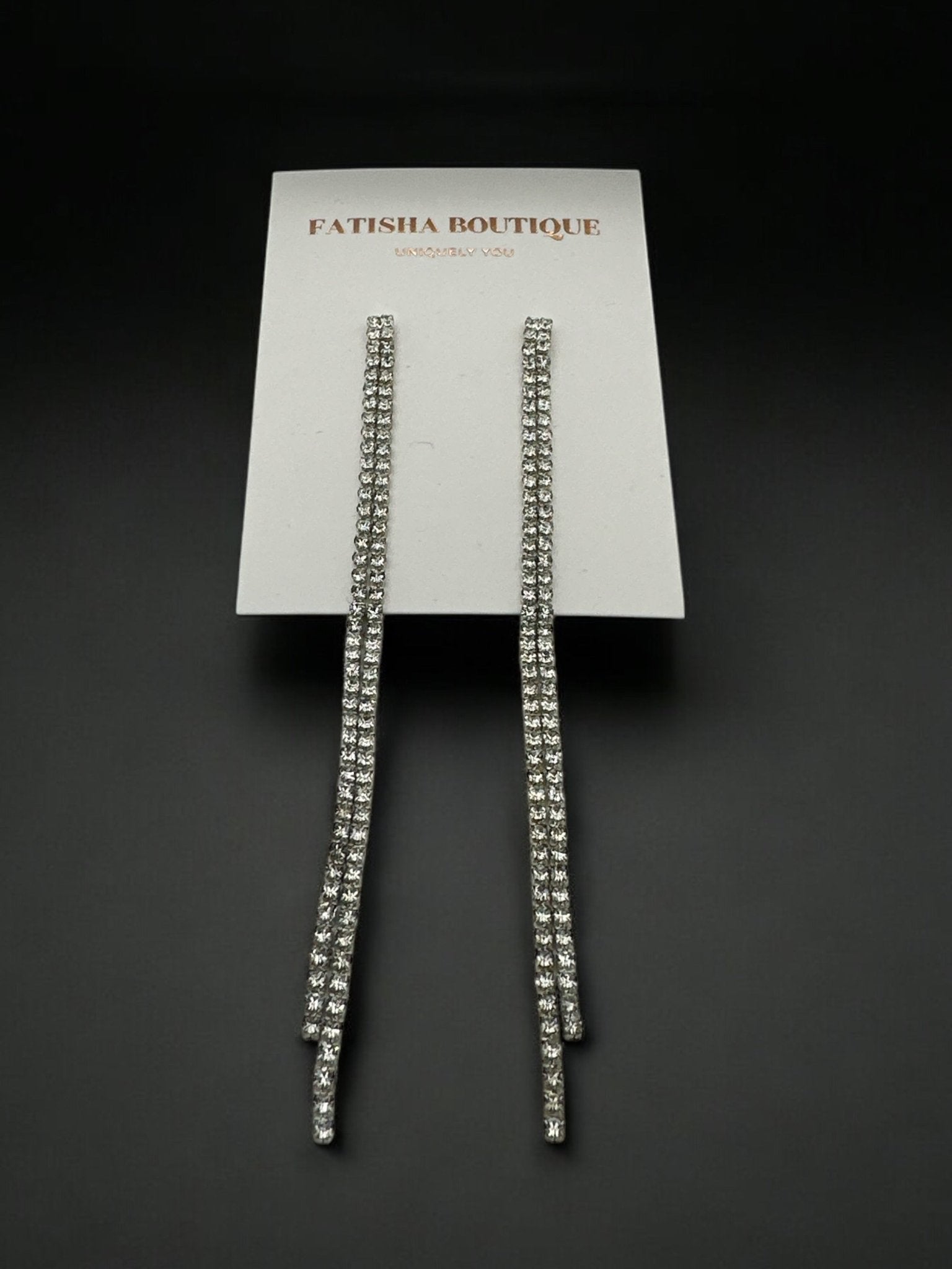 Elegant Long Rhinestone Earrings – Statement Jewellery for Any Occasion - Fatisha Boutique