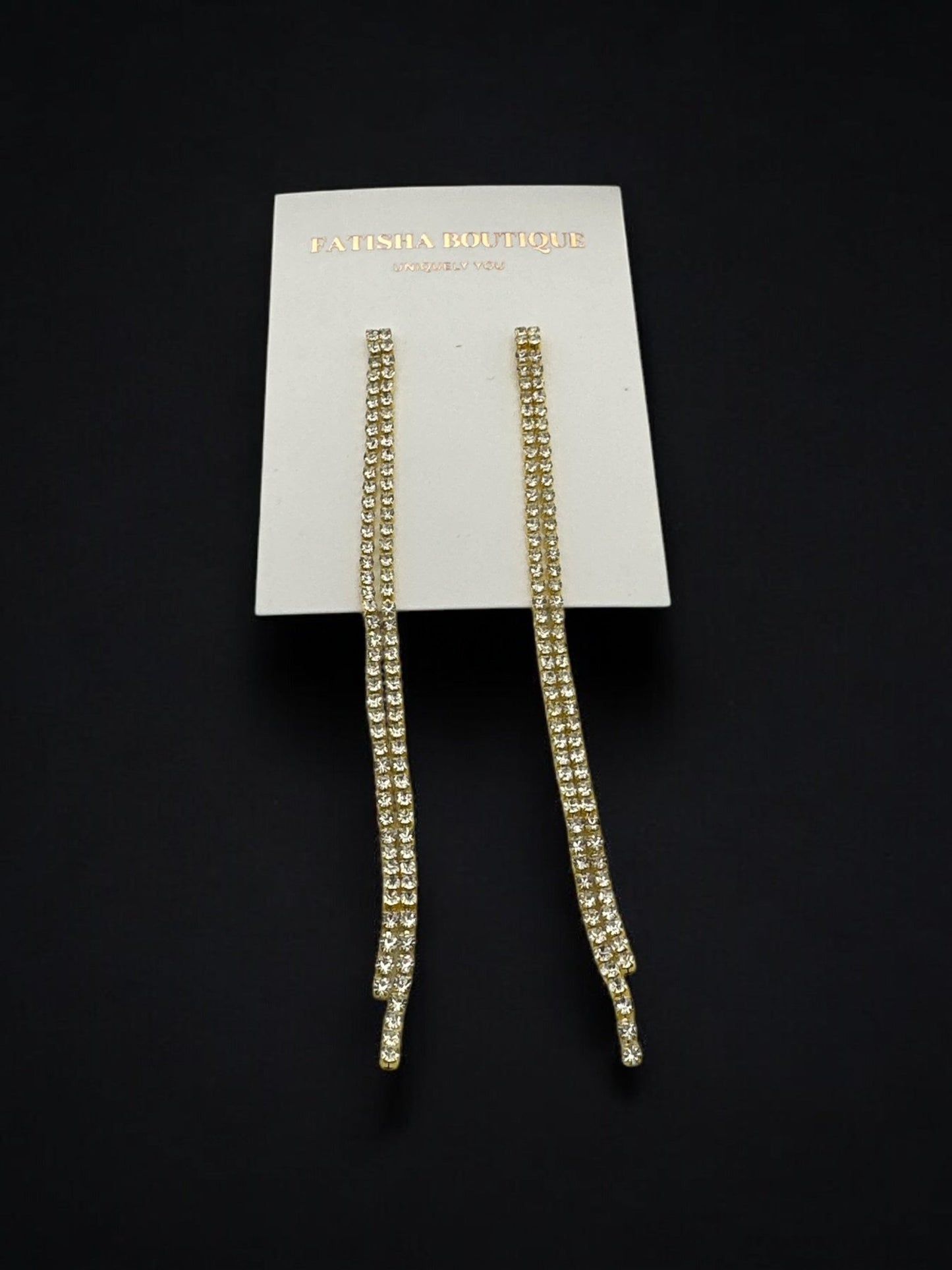 Elegant Long Rhinestone Earrings – Statement Jewellery for Any Occasion - Fatisha Boutique