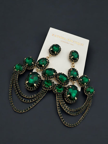 Elegant Luxurious Diamante Rhinestone Sparkle Tassels Statement Earrings - Fatisha Boutique