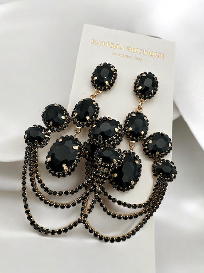 Elegant Luxurious Diamante Rhinestone Sparkle Tassels Statement Earrings - Fatisha Boutique