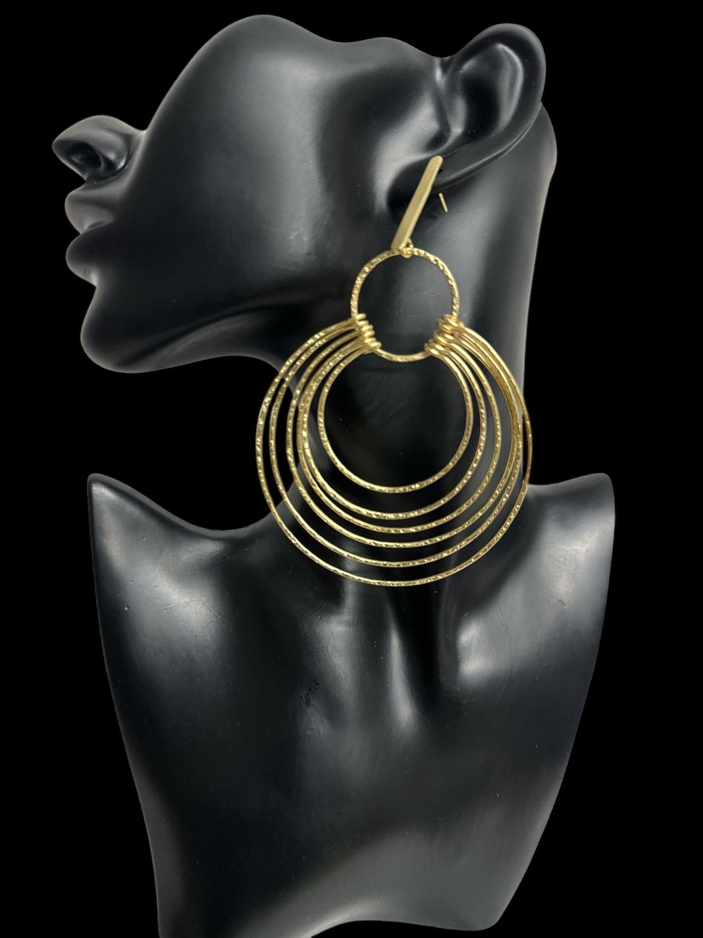 Elegant Multi - Hoop Brass Dangle Earrings - Bohemian Statement Jewellery - Fatisha Boutique