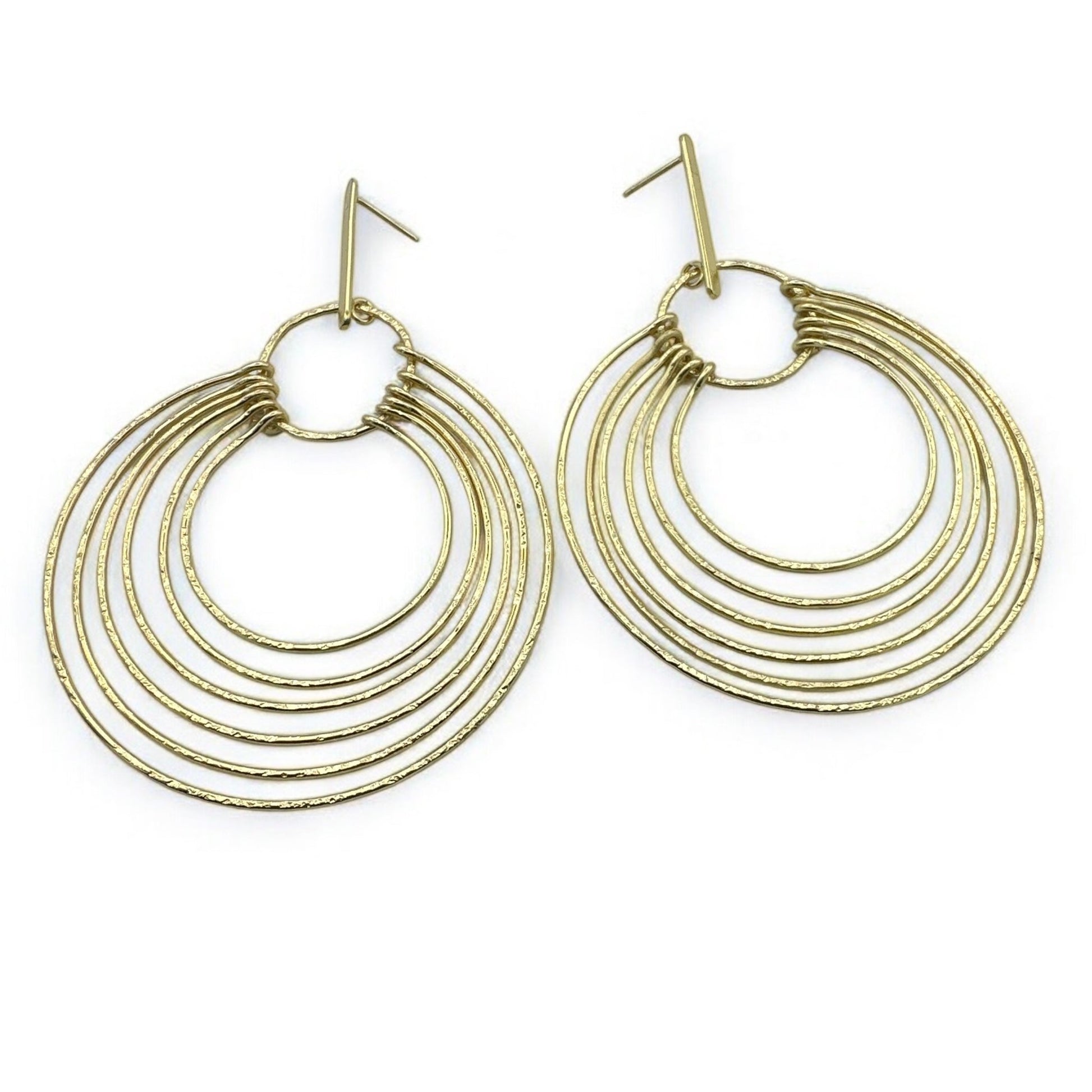 Elegant Multi - Hoop Brass Dangle Earrings - Bohemian Statement Jewellery - Fatisha Boutique