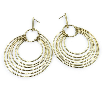 Elegant Multi - Hoop Brass Dangle Earrings - Bohemian Statement Jewellery - Fatisha Boutique