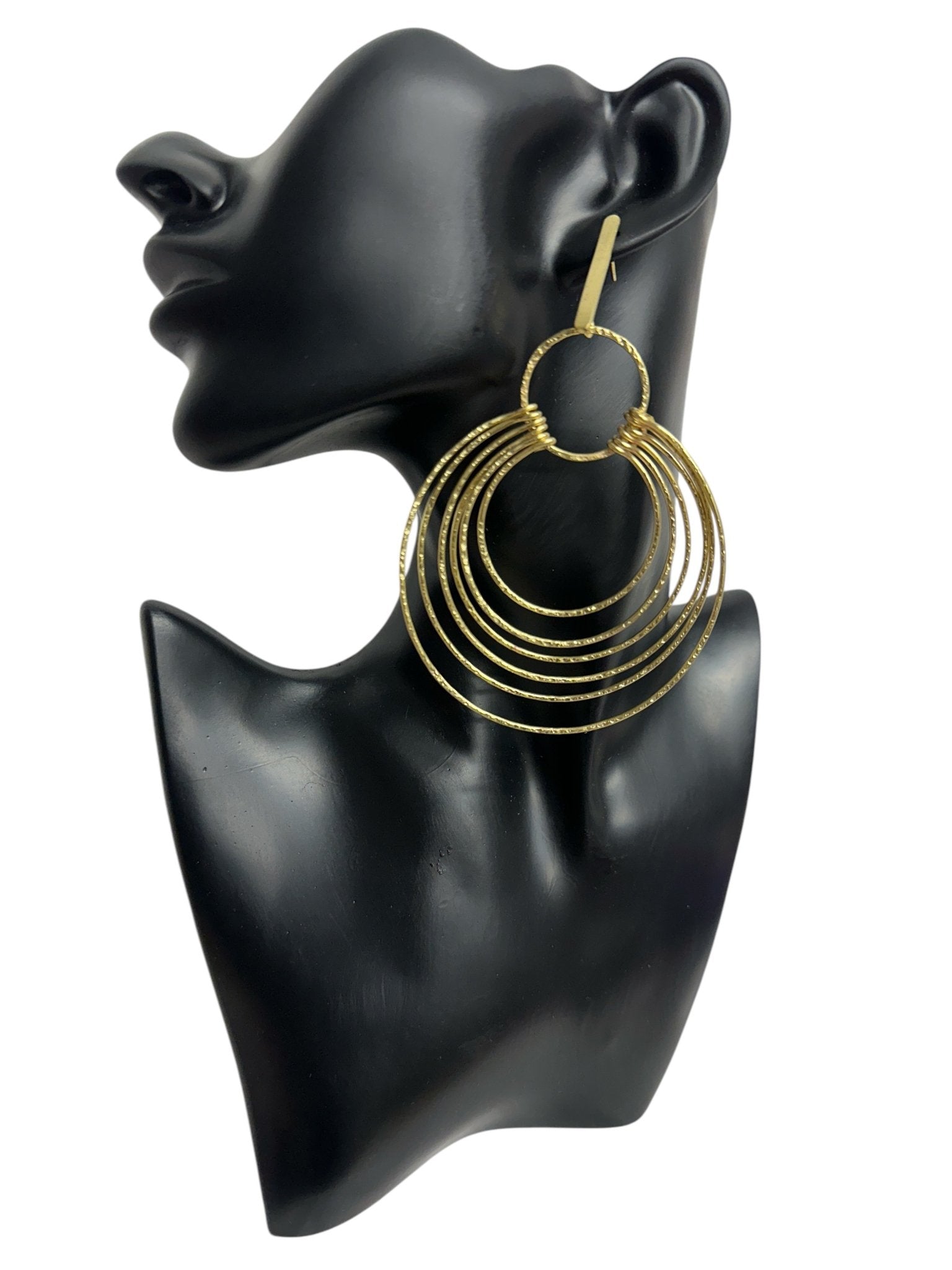 Elegant Multi - Hoop Brass Dangle Earrings - Bohemian Statement Jewellery - Fatisha Boutique