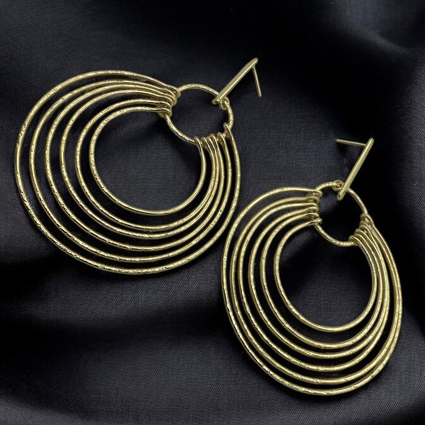 Elegant Multi - Hoop Brass Dangle Earrings - Bohemian Statement Jewellery - Fatisha Boutique