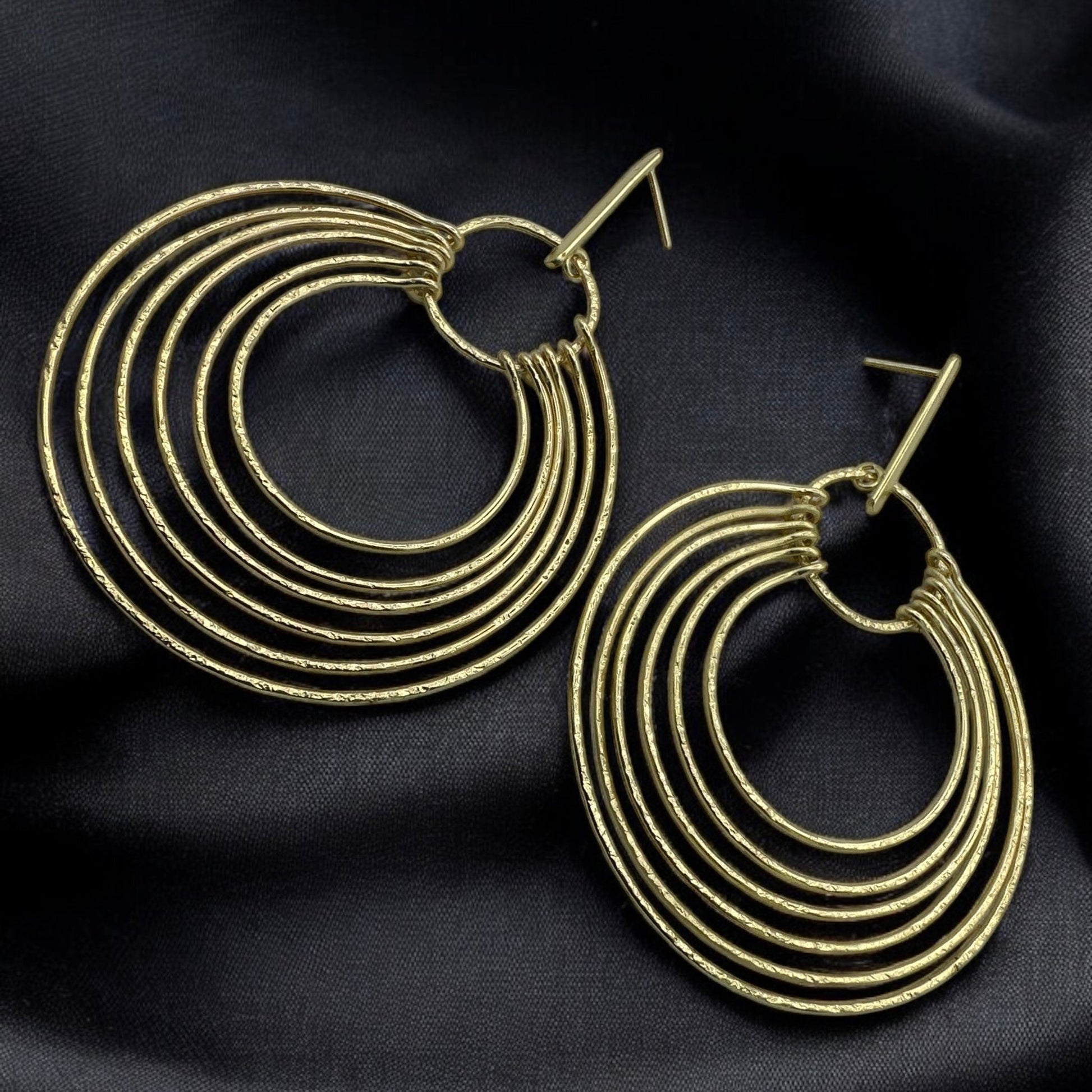 Elegant Multi - Hoop Brass Dangle Earrings - Bohemian Statement Jewellery - Fatisha Boutique