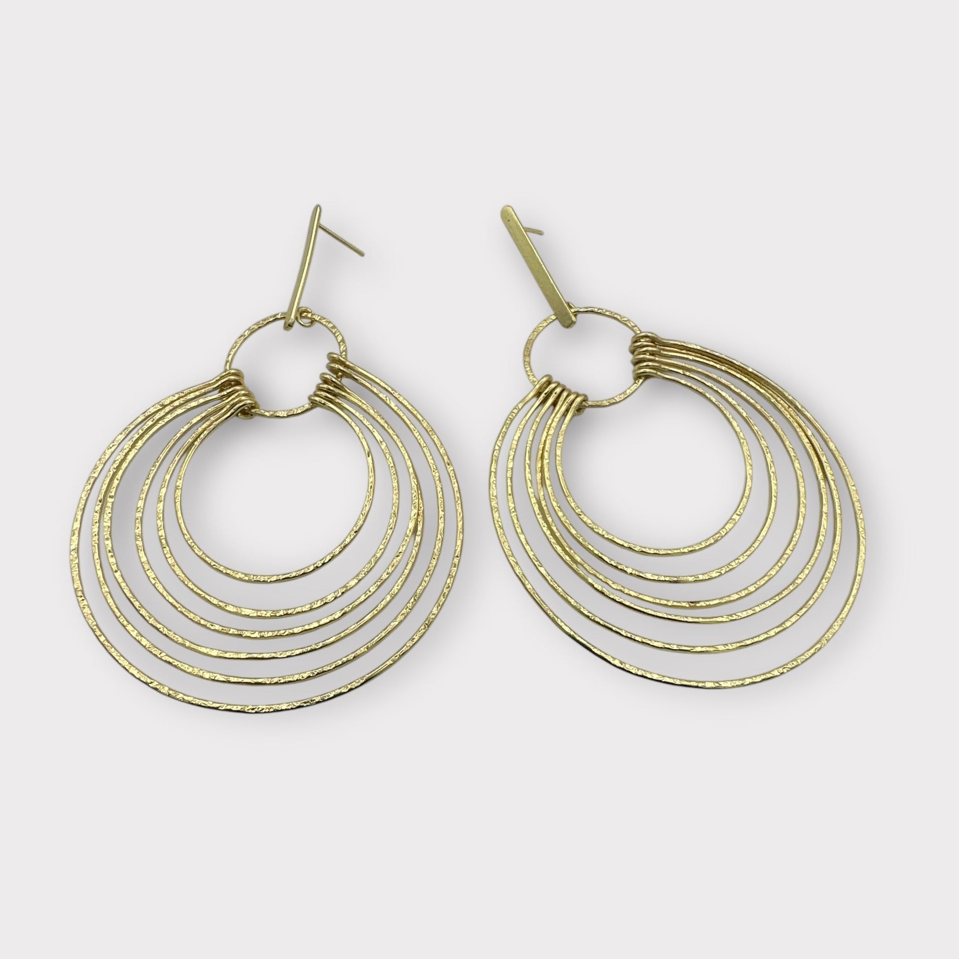 Elegant Multi - Hoop Brass Dangle Earrings - Bohemian Statement Jewellery - Fatisha Boutique