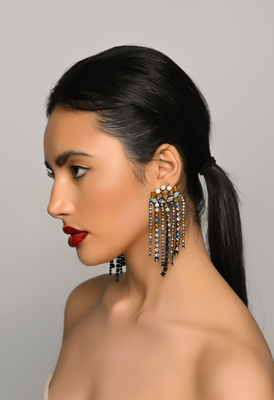 Elegant Multicoloured Crystal Fringe Earrings – Statement Drop Earrings for Women - Fatisha Boutique