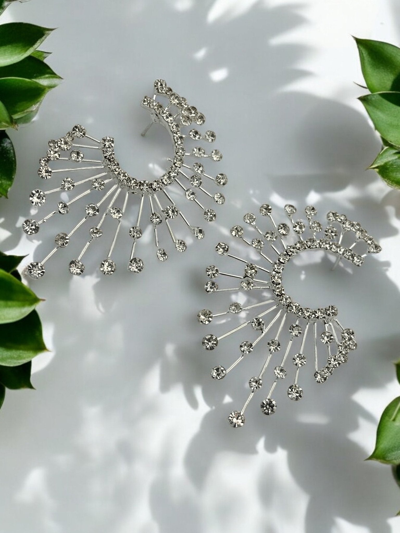 Elegant Oversized Spiked Rhinestone Designed Stud Statement Earrings - Fatisha Boutique