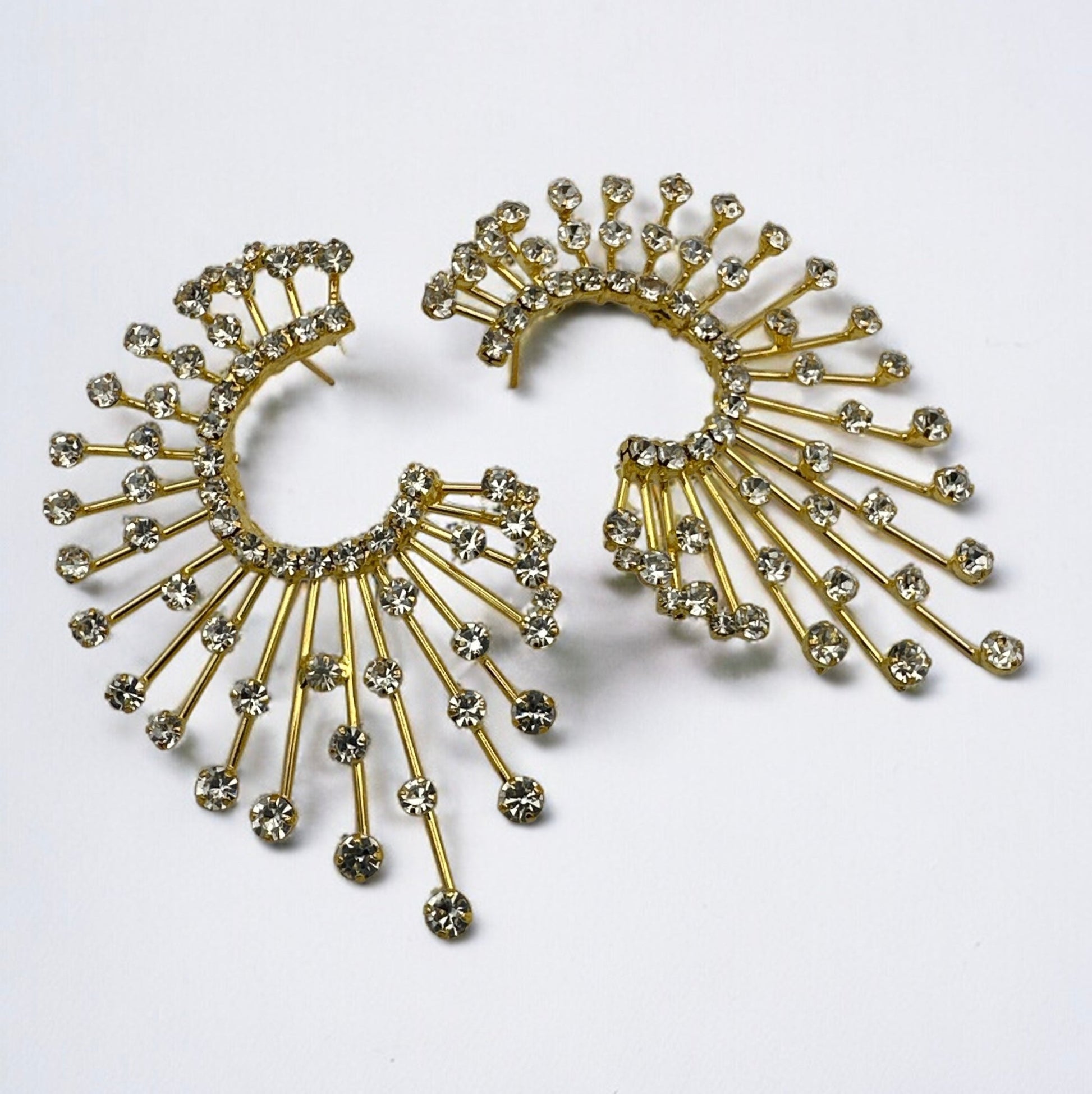 Elegant Oversized Spiked Rhinestone Designed Stud Statement Earrings - Fatisha Boutique