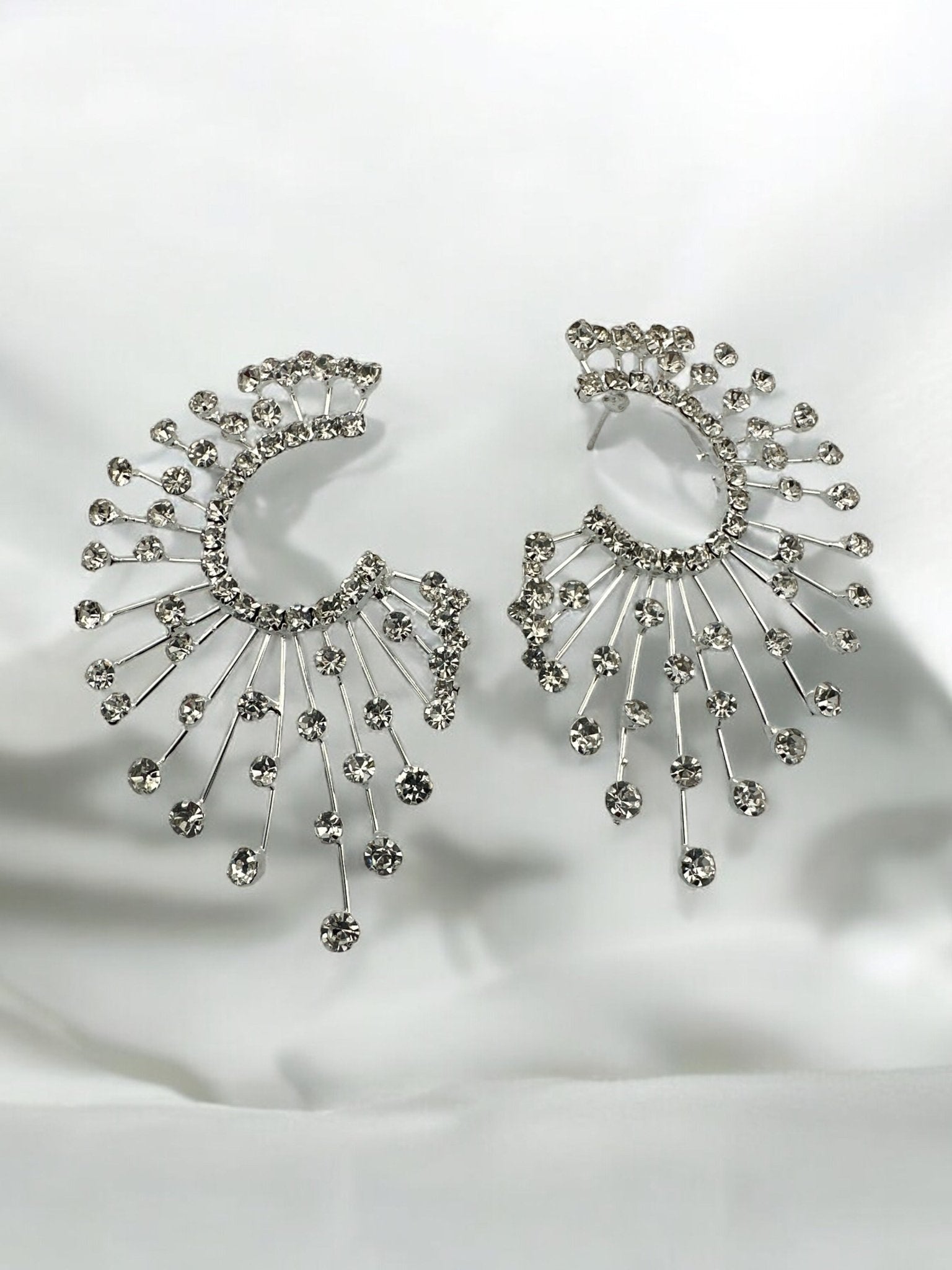 Elegant Oversized Spiked Rhinestone Designed Stud Statement Earrings - Fatisha Boutique
