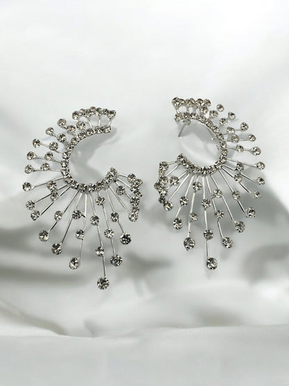 Elegant Oversized Spiked Rhinestone Designed Stud Statement Earrings - Fatisha Boutique