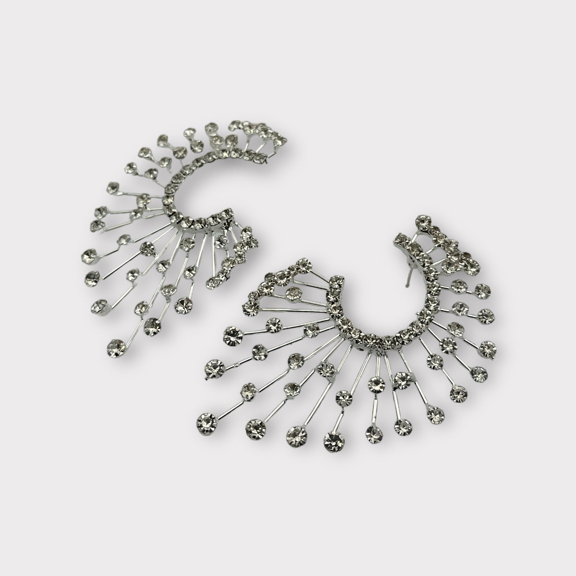 Elegant Oversized Spiked Rhinestone Designed Stud Statement Earrings - Fatisha Boutique