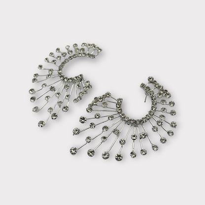 Elegant Oversized Spiked Rhinestone Designed Stud Statement Earrings - Fatisha Boutique