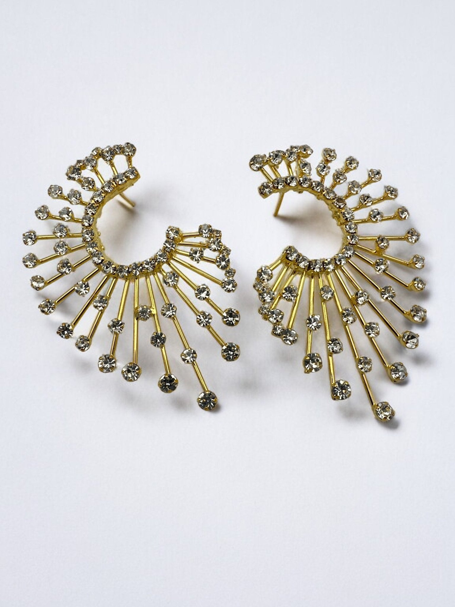 Elegant Oversized Spiked Rhinestone Designed Stud Statement Earrings - Fatisha Boutique