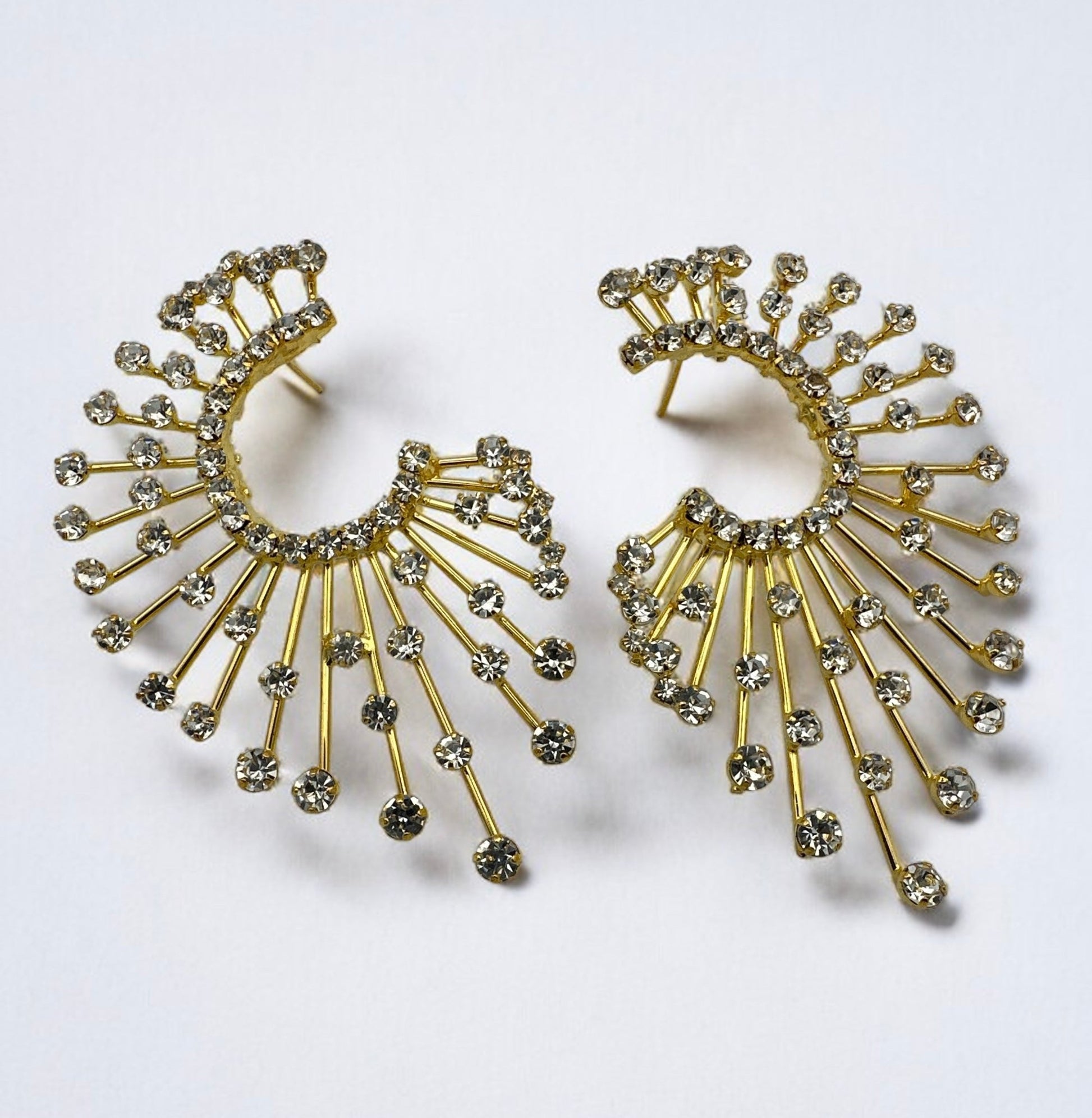 Elegant Oversized Spiked Rhinestone Designed Stud Statement Earrings - Fatisha Boutique