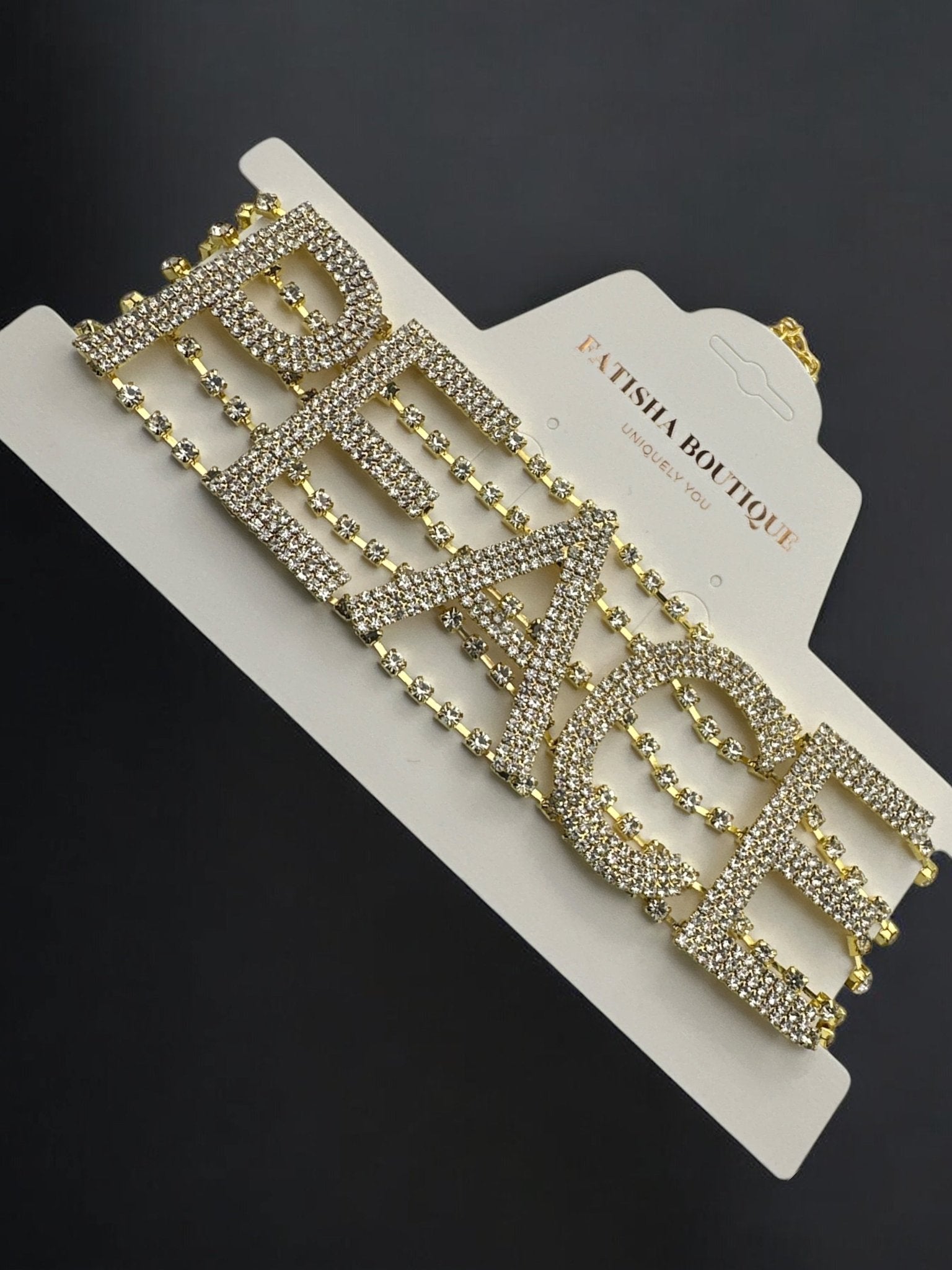 Elegant PEACE Sparkling Rhinestone Choker Statement Necklace Jewellery - Fatisha Boutique