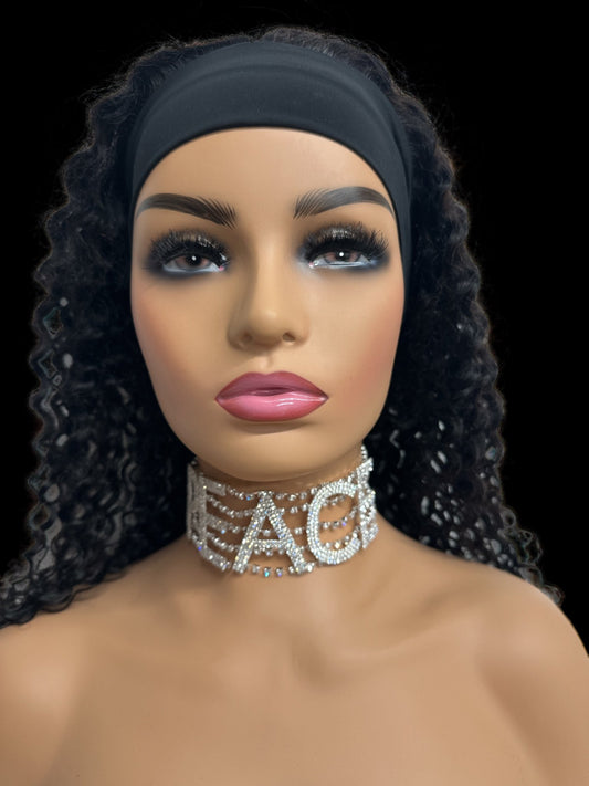 Elegant PEACE Sparkling Rhinestone Choker Statement Necklace Jewellery - Fatisha Boutique