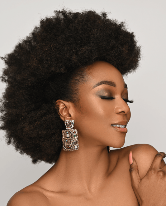 Elegant Rectangle Ethnic Boho Rhinestone Statement Dangle Earrings - Fatisha Boutique