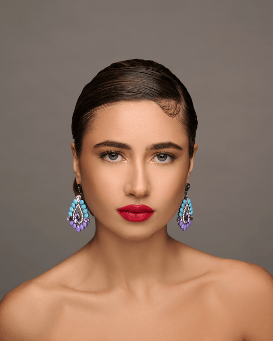 Elegant Resin Diamante Rhinestone Teardrop Stud Dangle Statement Earrings - Fatisha Boutique