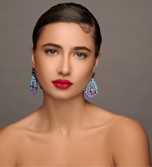 Elegant Resin Diamante Rhinestone Teardrop Stud Dangle Statement Earrings - Fatisha Boutique