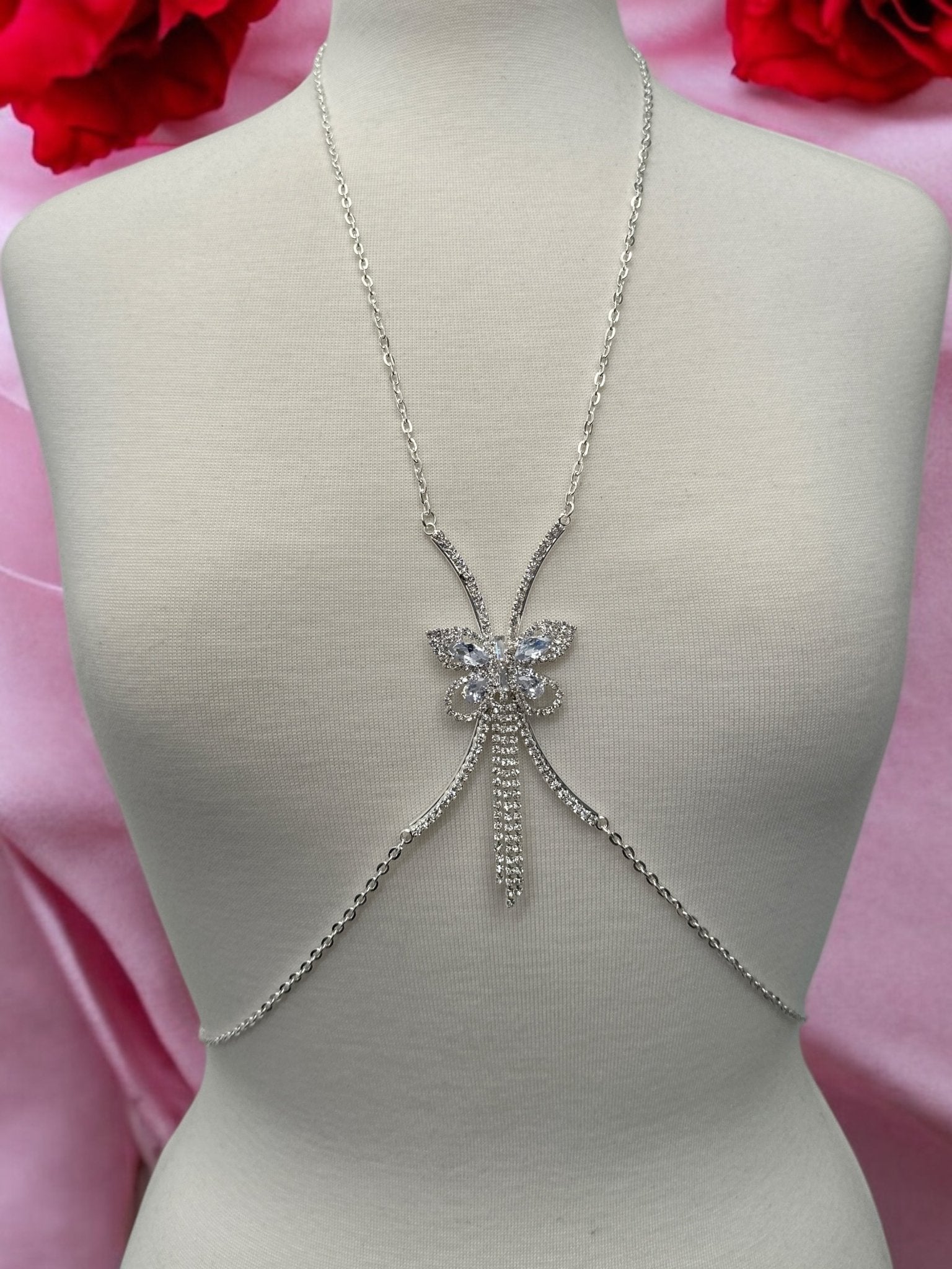 Elegant Rhinestone Body Chain – Butterfly Statement Body Jewellery (Gold & Silver) - Fatisha Boutique