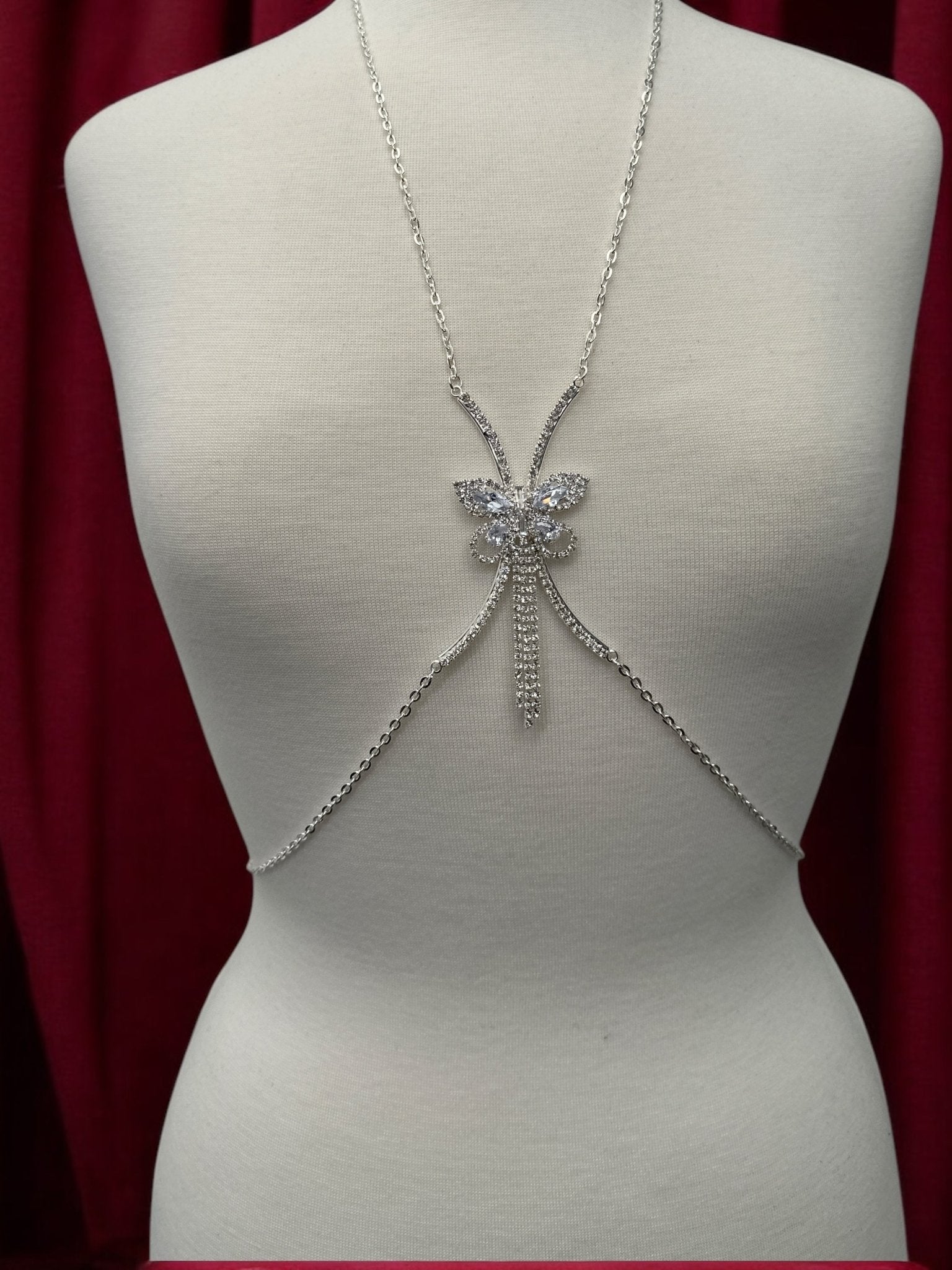 Elegant Rhinestone Body Chain – Butterfly Statement Body Jewellery (Gold & Silver) - Fatisha Boutique