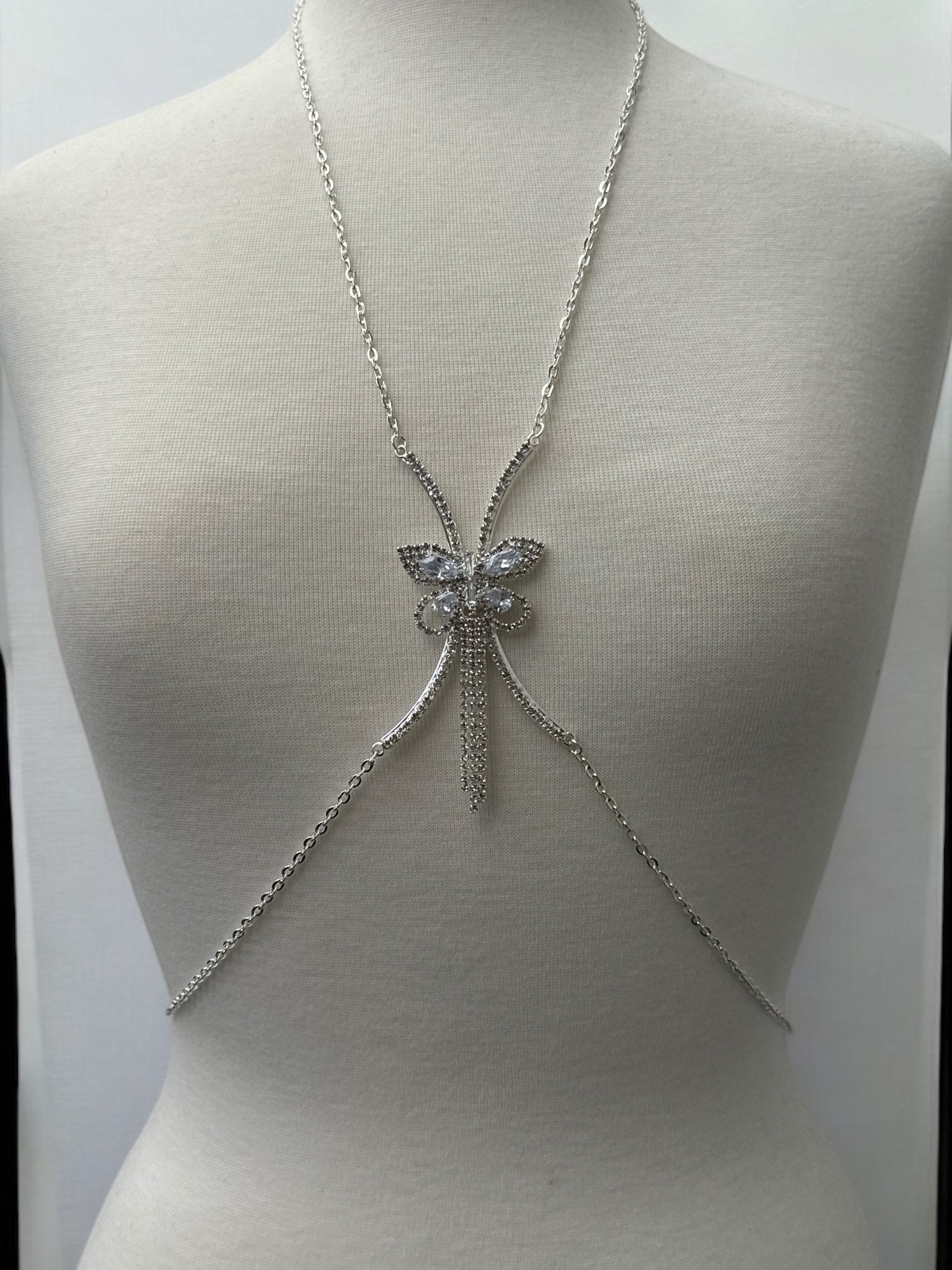 Elegant Rhinestone Body Chain – Butterfly Statement Body Jewellery (Gold & Silver) - Fatisha Boutique