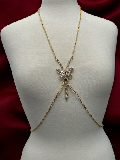 Elegant Rhinestone Body Chain – Butterfly Statement Body Jewellery (Gold & Silver) - Fatisha Boutique