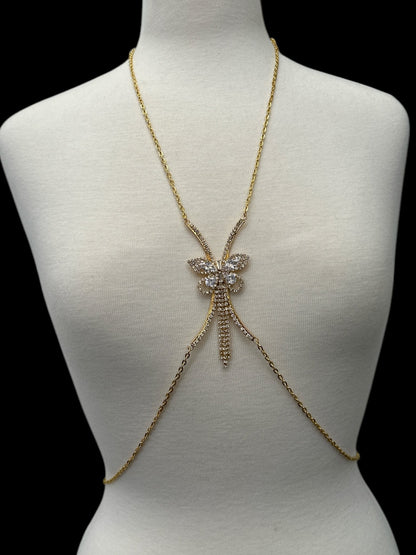 Elegant Rhinestone Body Chain – Butterfly Statement Body Jewellery (Gold & Silver) - Fatisha Boutique