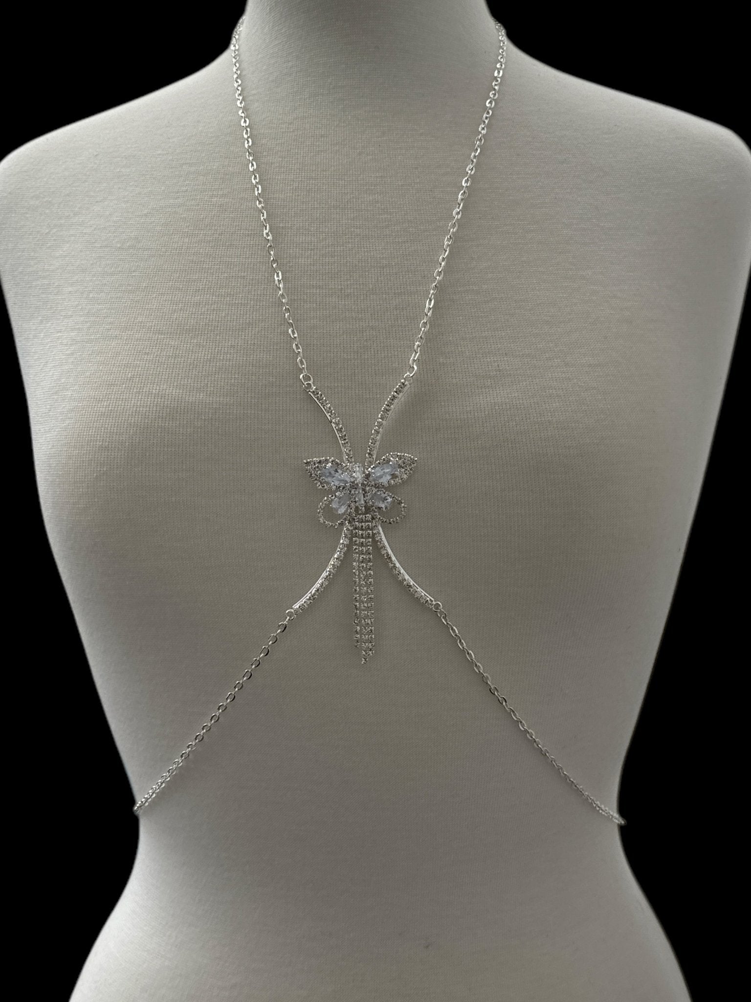 Elegant Rhinestone Body Chain – Butterfly Statement Body Jewellery (Gold & Silver) - Fatisha Boutique