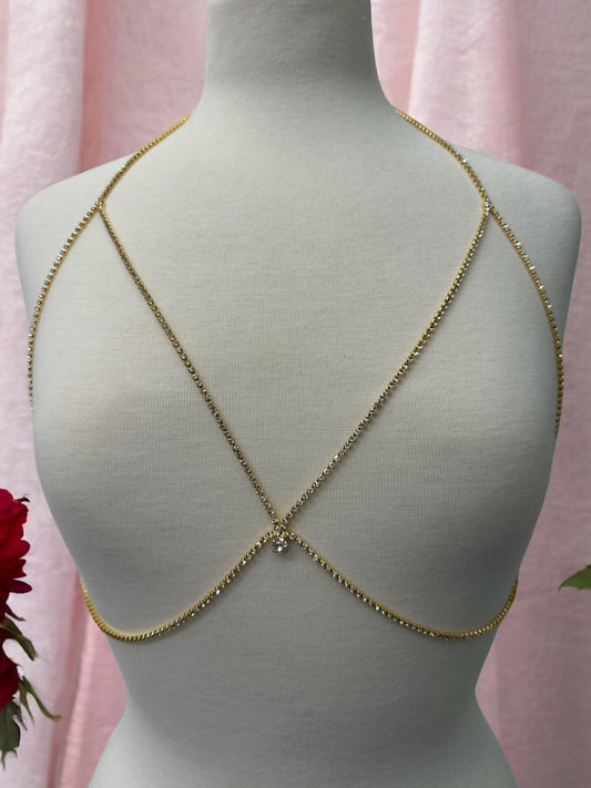 Elegant Rhinestone Body Chain Jewellery – Gold & Silver Variants - Fatisha Boutique