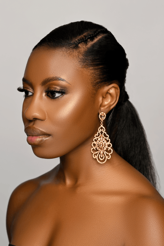 Elegant Rhinestone Chandelier Earrings – Vintage Teardrop Dangle Statement Jewellery for Weddings, Parties & Special Occasions - Fatisha Boutique