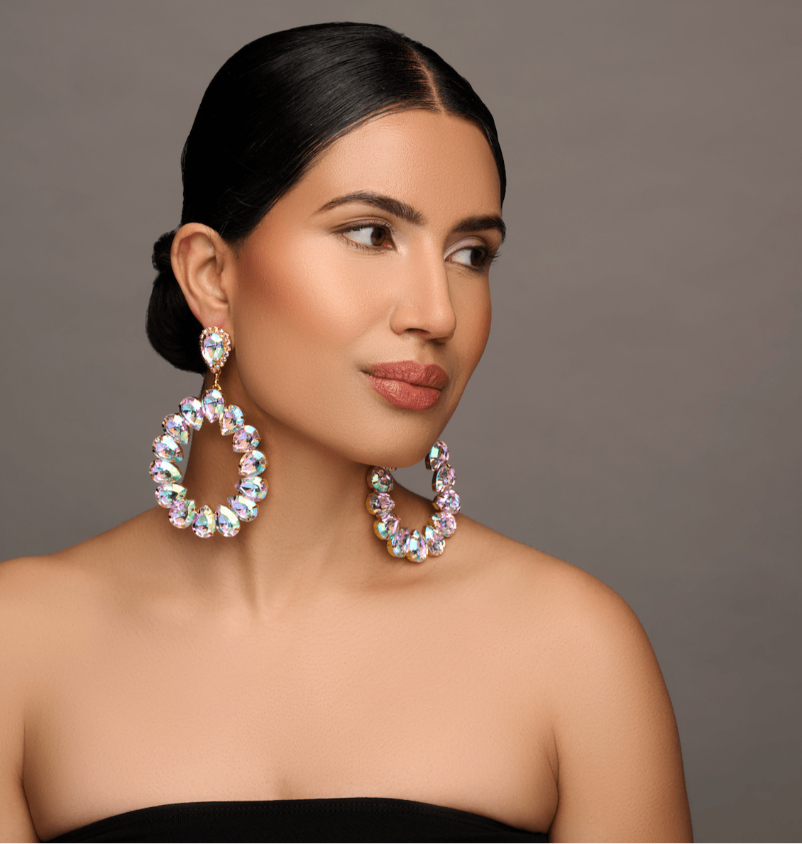 Elegant Rhinestone Crystal Teardrop Statement Earrings - Fatisha Boutique