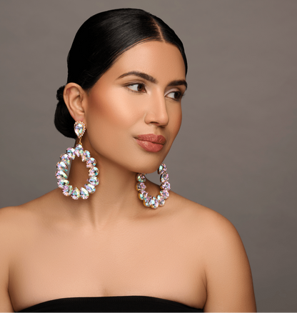 Elegant Rhinestone Crystal Teardrop Statement Earrings - Fatisha Boutique
