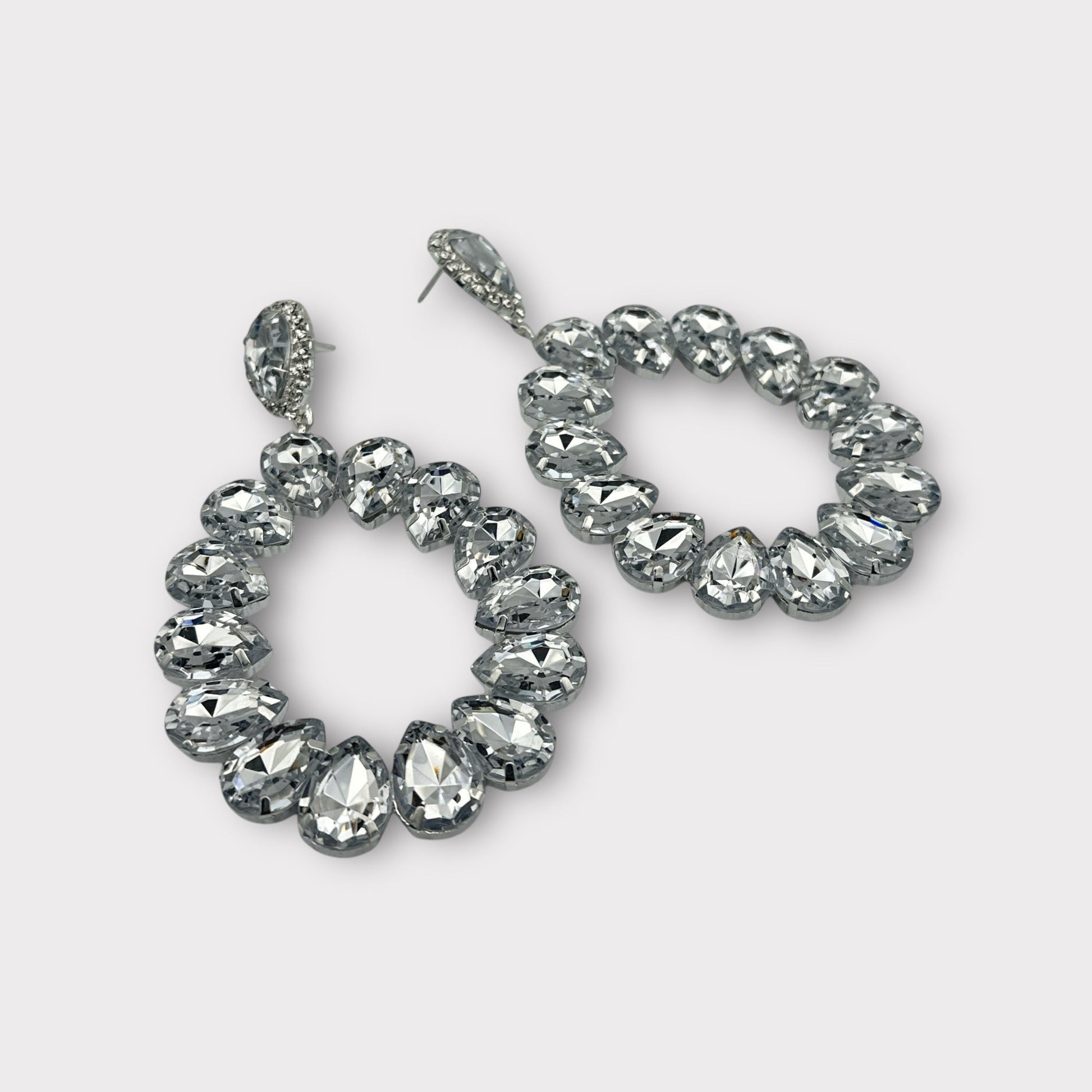 Elegant Rhinestone Crystal Teardrop Statement Earrings - Fatisha Boutique