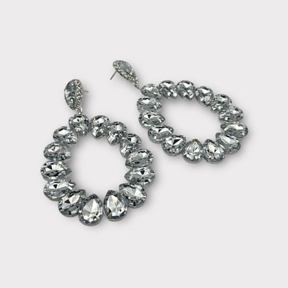 Elegant Rhinestone Crystal Teardrop Statement Earrings - Fatisha Boutique