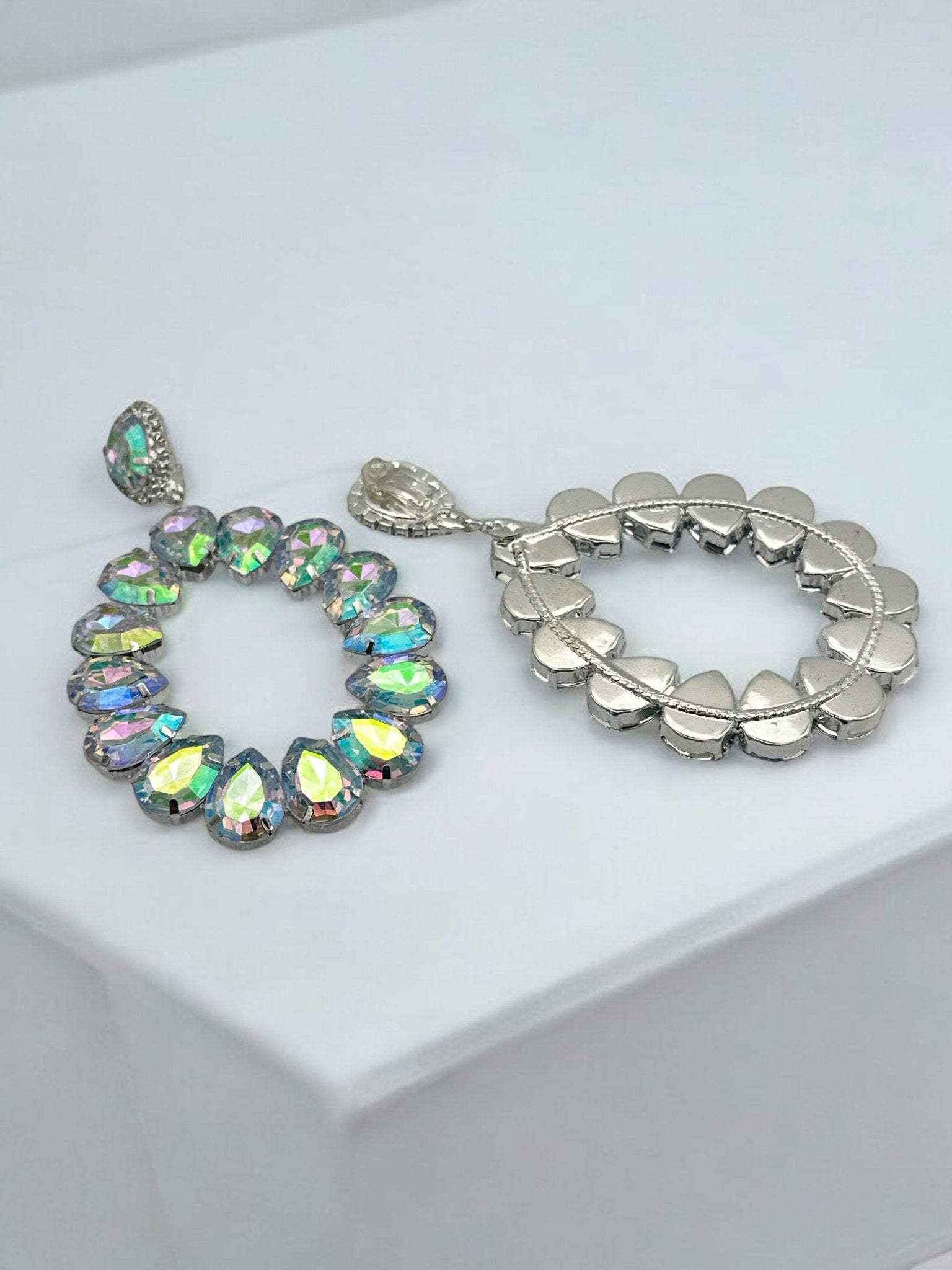 Elegant Rhinestone Crystal Teardrop Statement Earrings - Fatisha Boutique