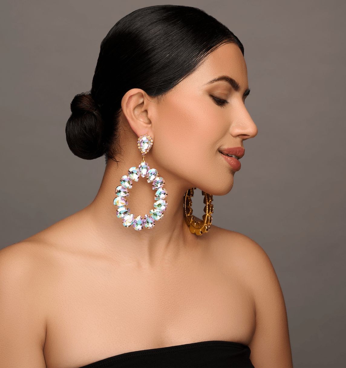 Elegant Rhinestone Crystal Teardrop Statement Earrings - Fatisha Boutique