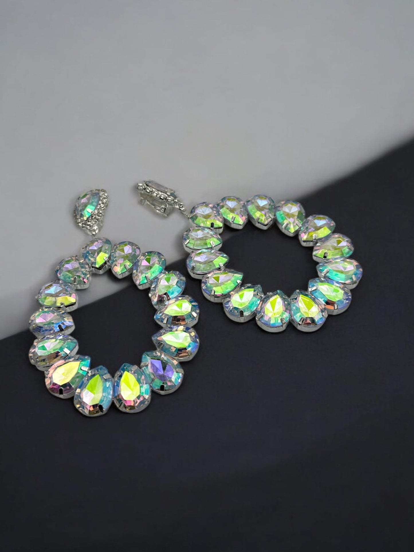 Elegant Rhinestone Crystal Teardrop Statement Earrings - Fatisha Boutique