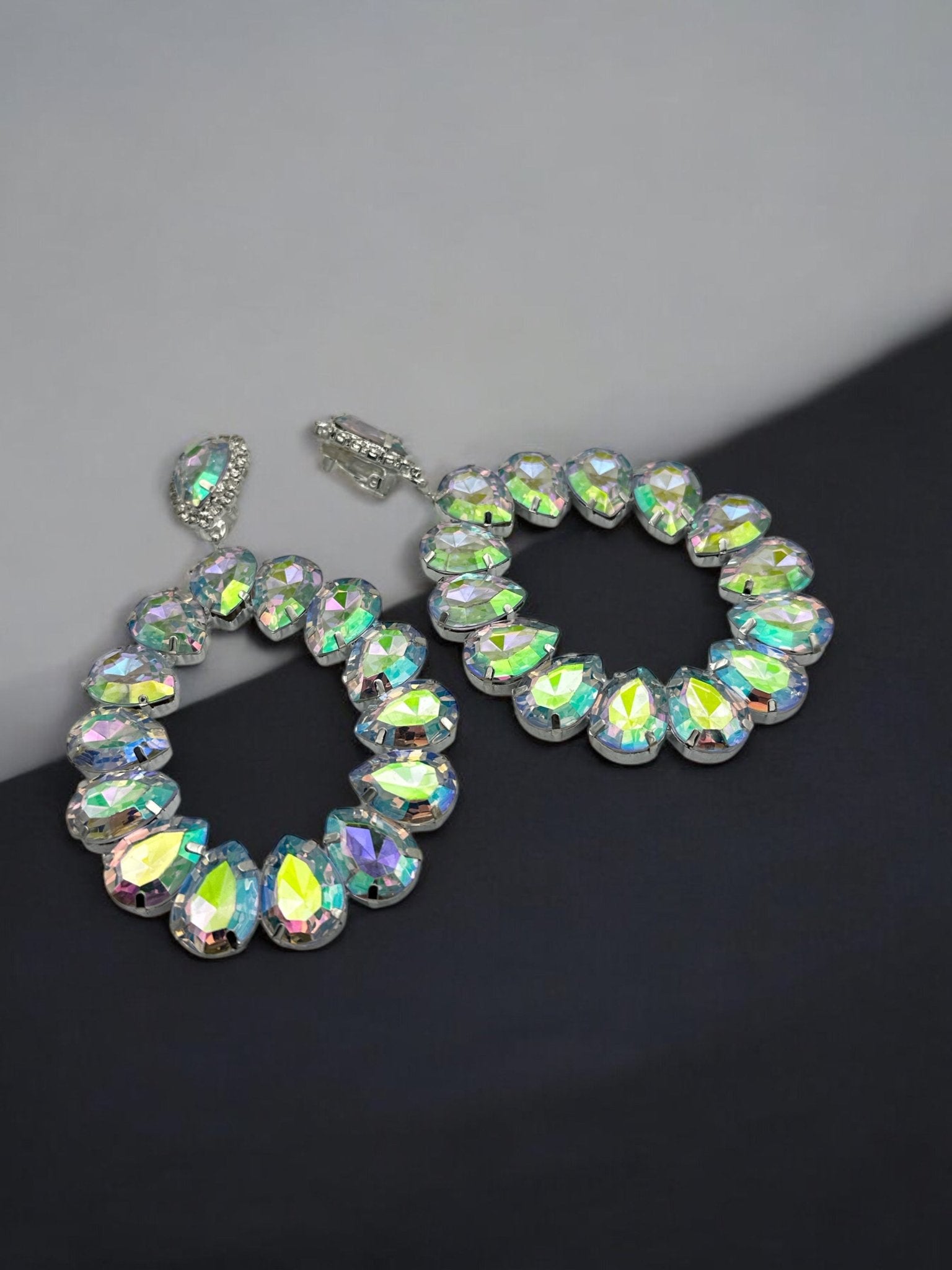 Elegant Rhinestone Crystal Teardrop Statement Earrings - Fatisha Boutique