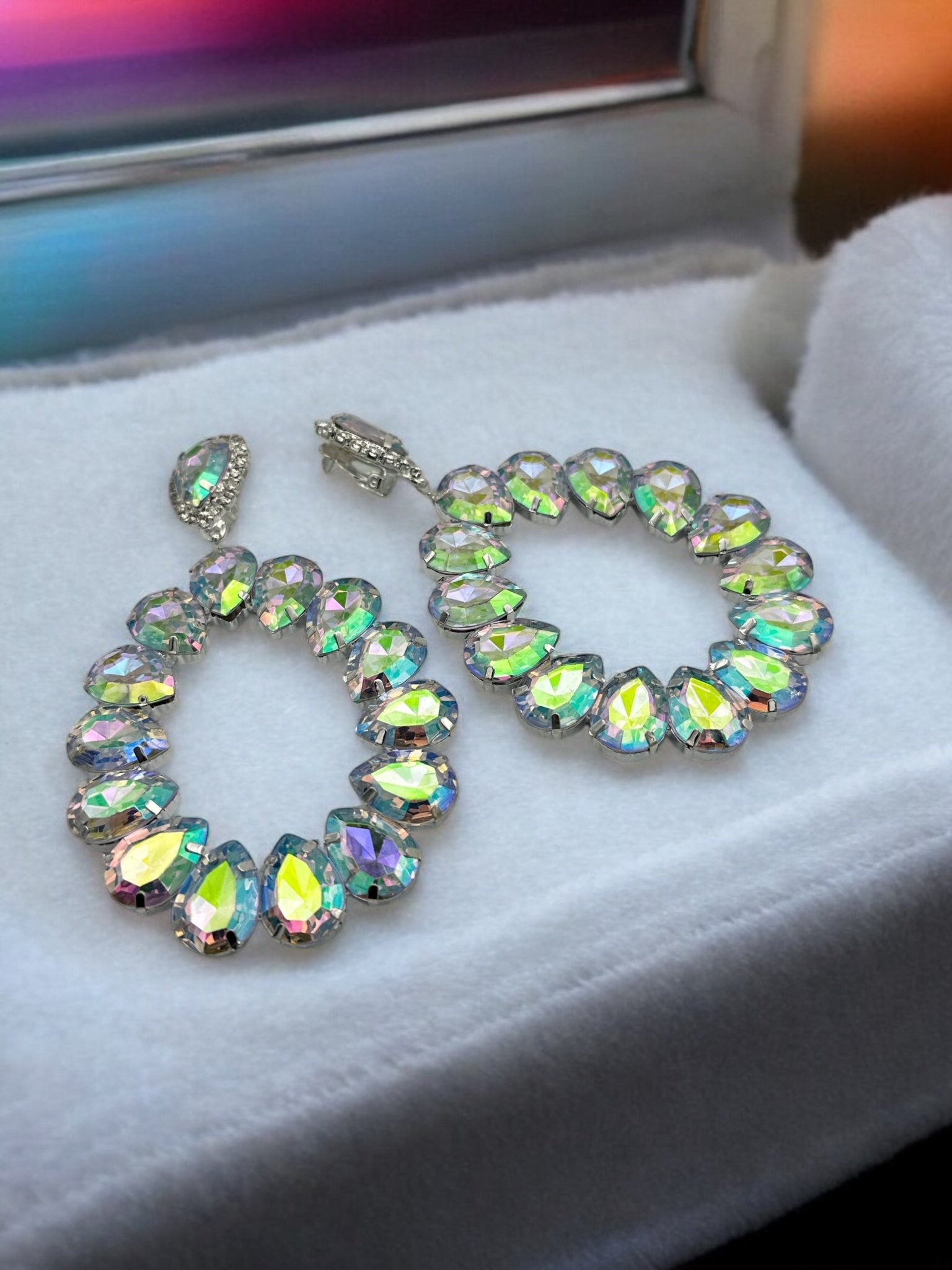 Elegant Rhinestone Crystal Teardrop Statement Earrings - Fatisha Boutique