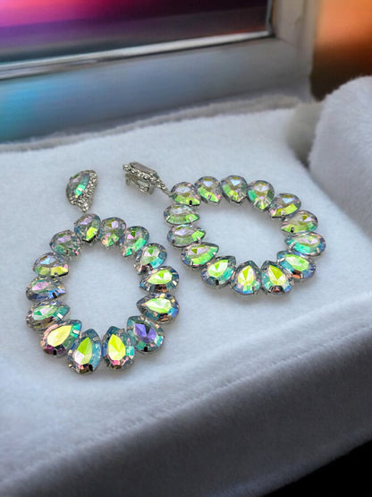 Elegant Rhinestone Crystal Teardrop Statement Earrings - Fatisha Boutique